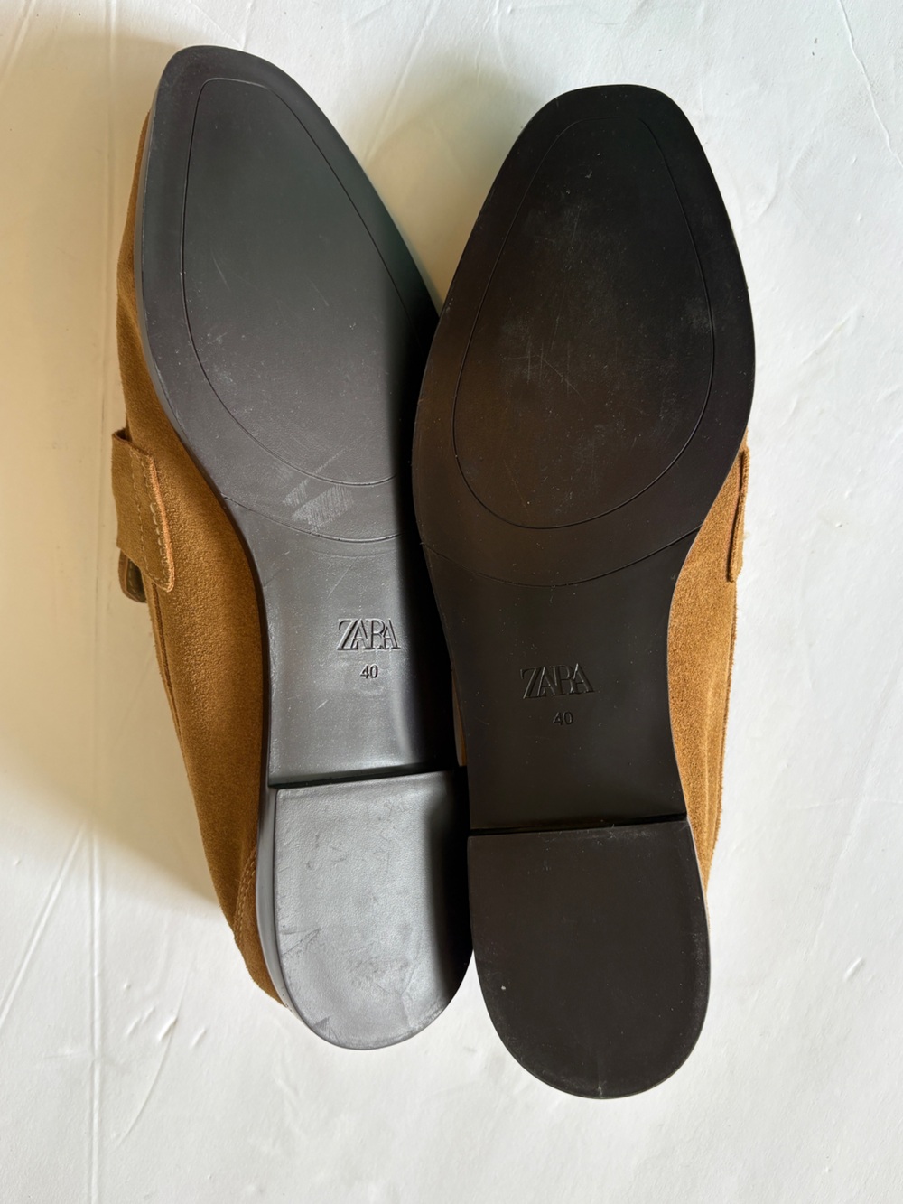Zara Tan Brown Soft Suede Penny Loafers Size 40/ 9 Round toe Fall Autumn Earthy - Picture 8 of 8